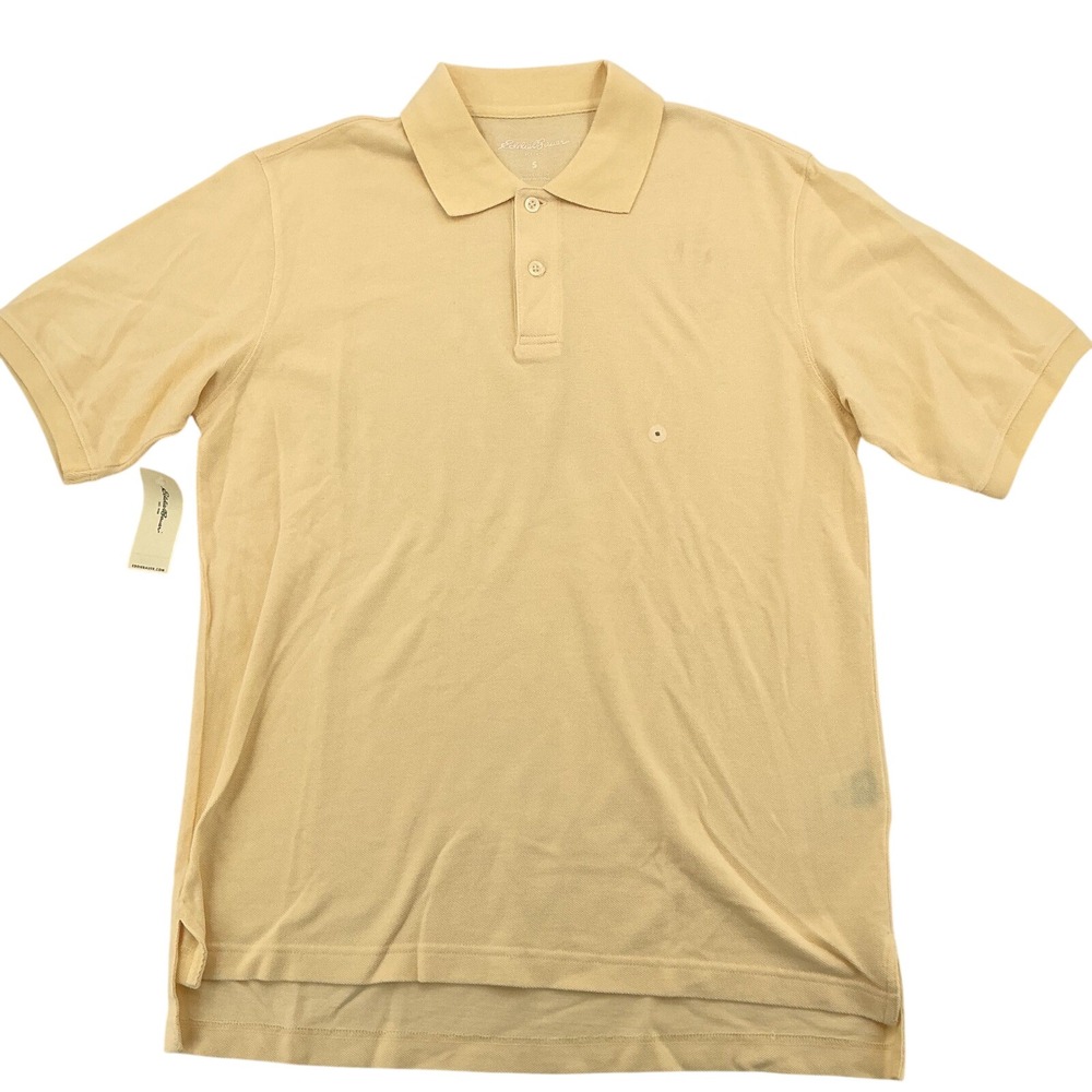 Eddie Bauer Polo Shirt Men S Yellow Piqué Cotton Short Sleeve Classic Preppy Y2K